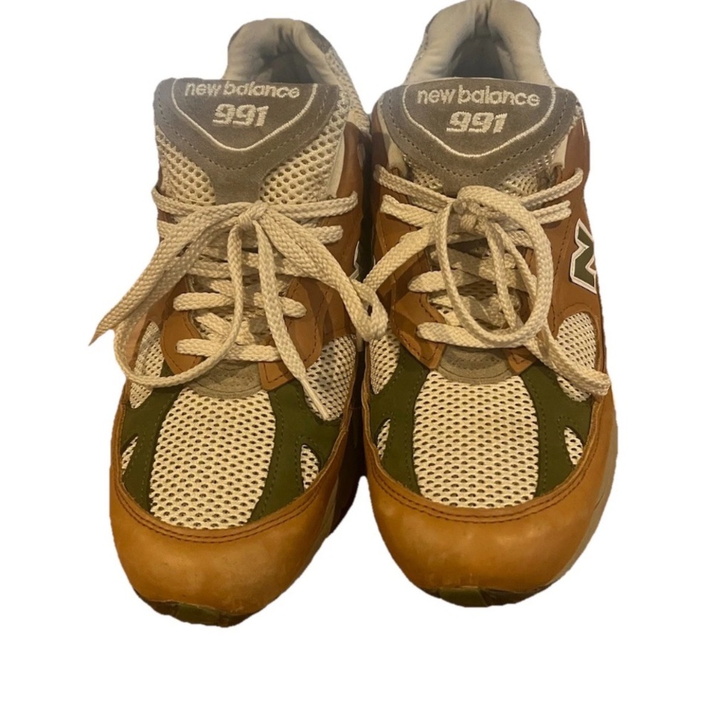 New Balance 991 Men's Sneakers - Brown, Green, and White